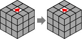 １面：中央の向きを右に回す（ルービックキューブ）
